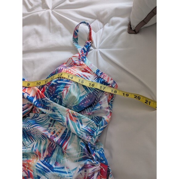 PINKBLUSH Maternity Halter Tankini Top Women's L Multi Blue Hawaiian Crisscross - Picture 13 of 14